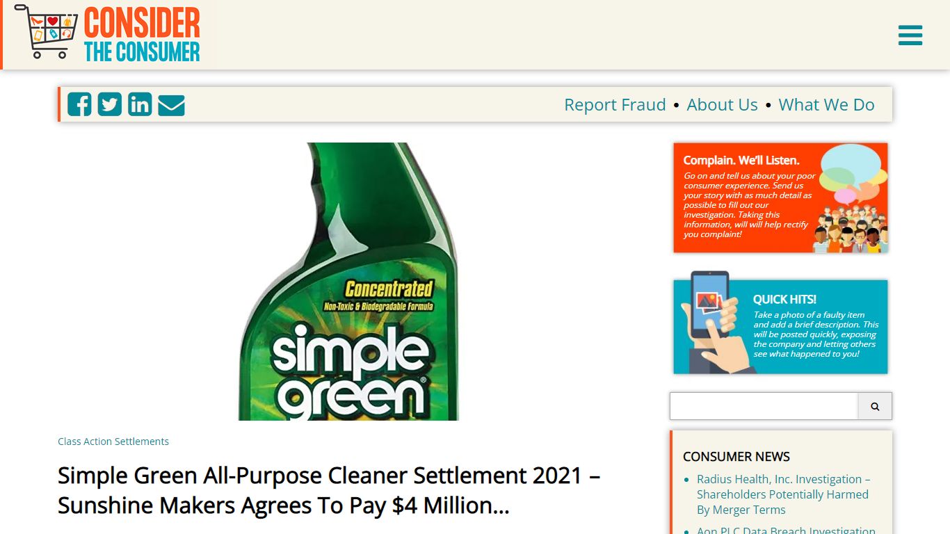 Simple Green All-Purpose Cleaner Settlement 2021 - Claims Open Now!